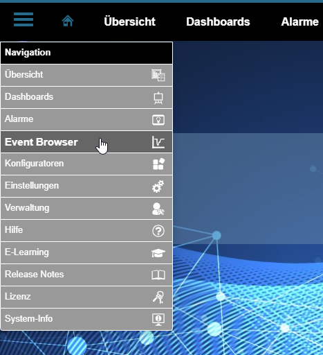 Aufruf des Event Browser in der GridVis Energy