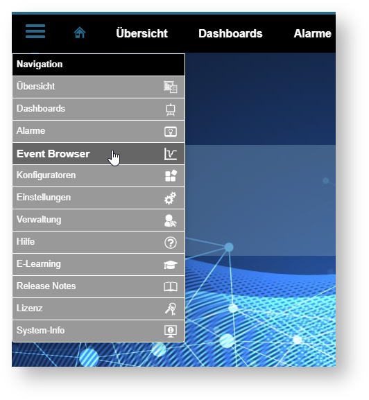 Aufruf des Event Browser in der GridVis Energy Aufruf des Event Browser in der GridVis Energy